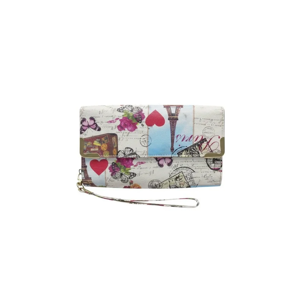 Unbranded Paris Wristlet Wallet Womens Small Multicolor New Eiffel Tower Print
